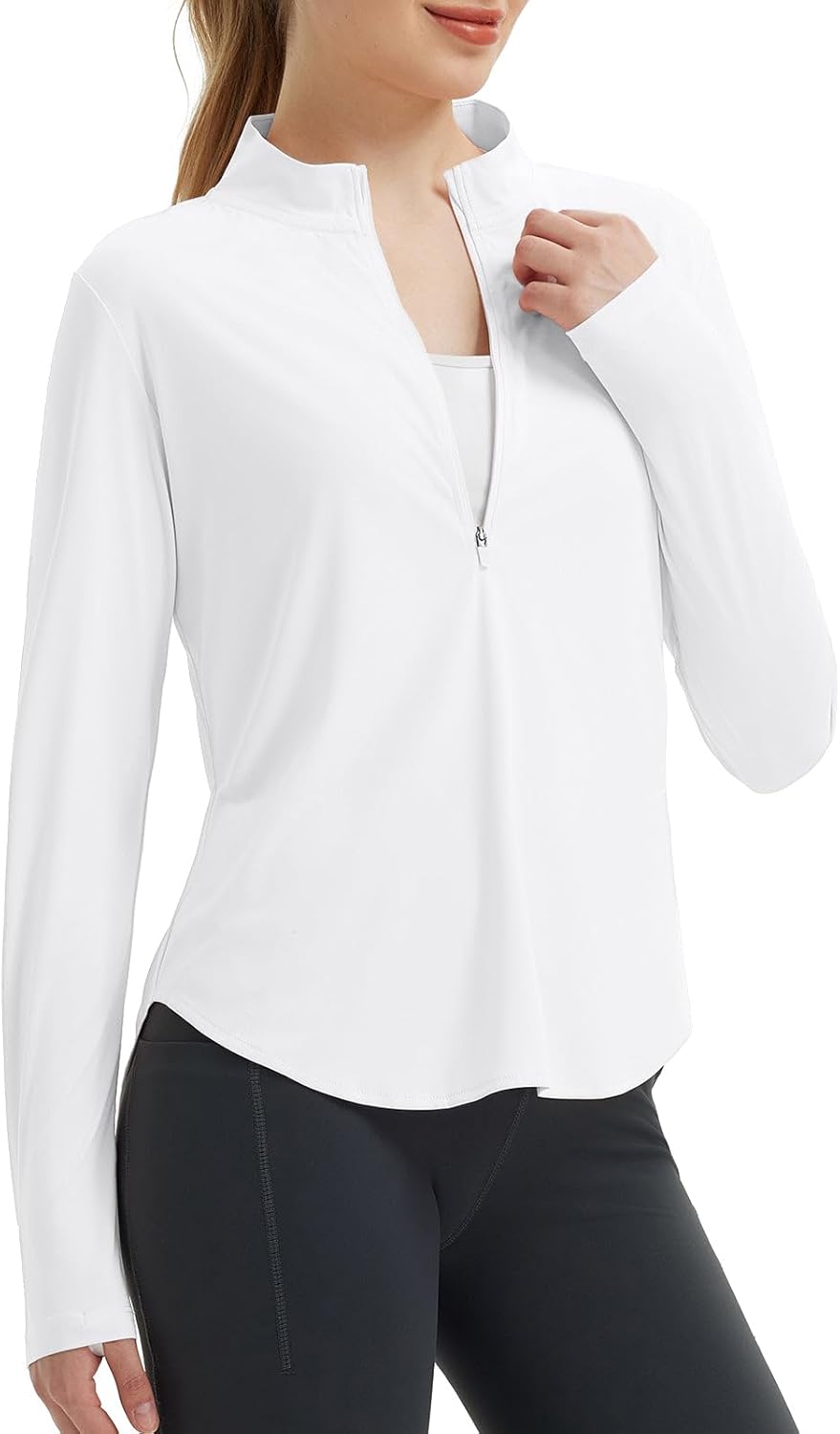 Women's Sun Shirts UPF50+ Half Zip Shirt Rash Guard Long Sleeves SPF Lightweight Clothing UV Protection Hiking Top